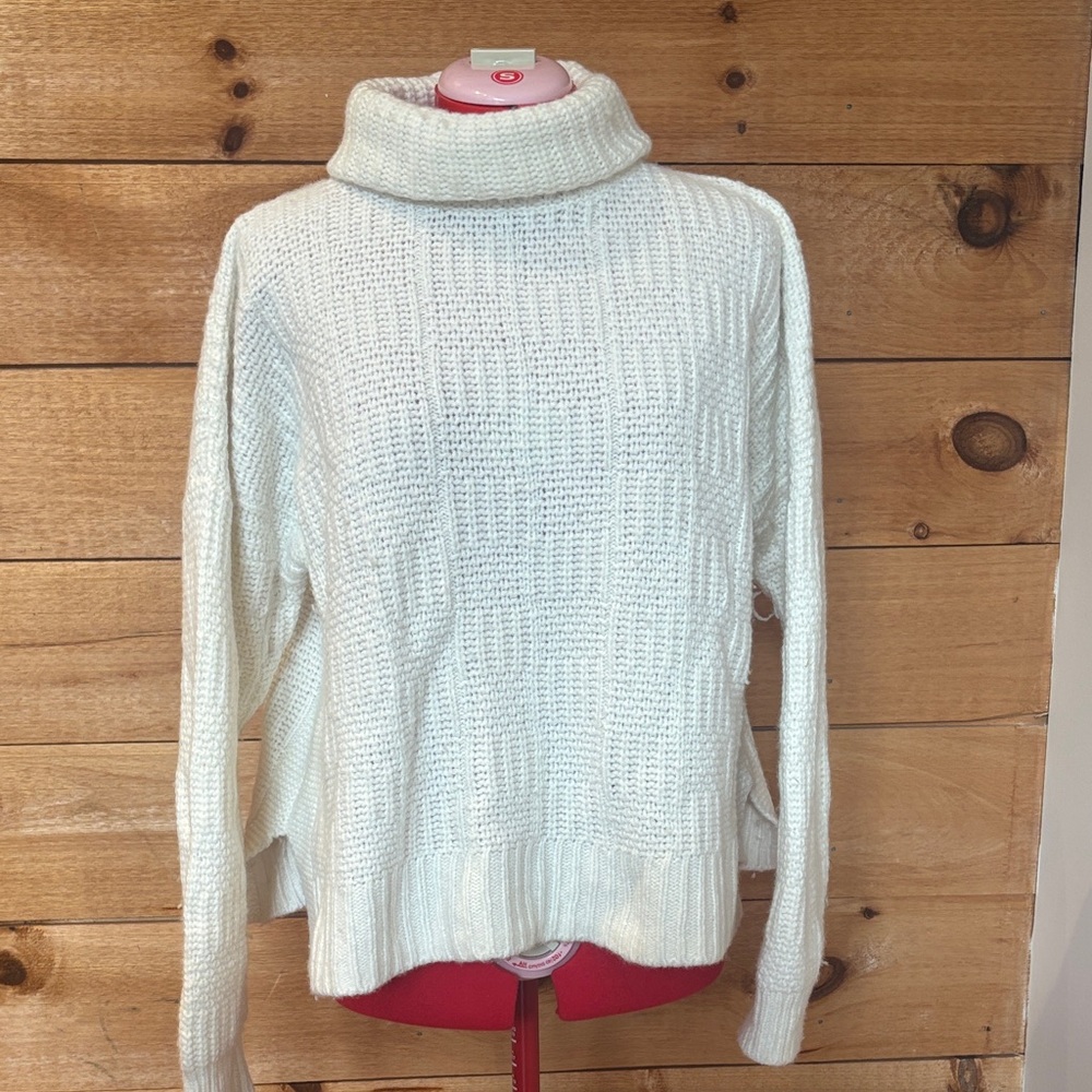 Madewell Cream Chunky Cowl Neck Sweater